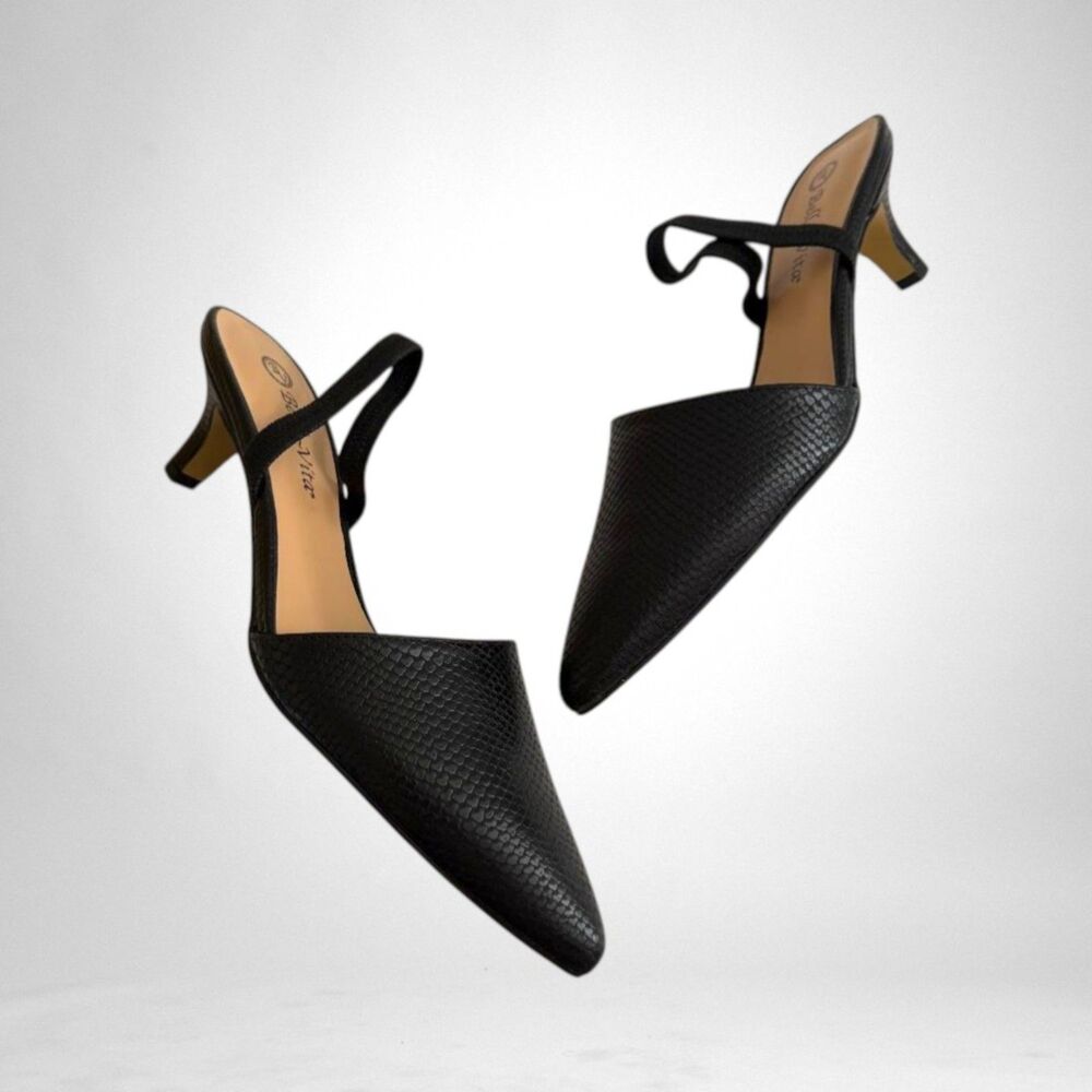 BELLA-VITA Black Snake Kitten Heel Pumps - Sarah II, NEW! Size 10
